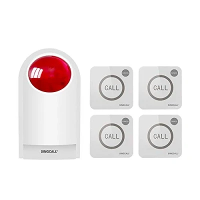 Afbeelding van Stroboscoop Sirene Alarm Thuis Verzorging Luid SOS Alarmsysteem voor Buiten 1 Rood Knipperend 4 Remotes Paniek Knop Noodknop Beveiliging van Winkels/Huizen/Hotels/Juwelierszaken