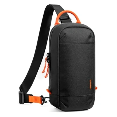 Afbeelding van tomtoc Sling Crossbody Bag voor Nintendo Switch 2, beschermende Tas draagbare reizen borst dragen Gaming zakje met 8 Game cartridges sleuven, Fit oplader en accessoires, Zwart