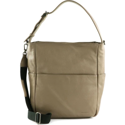 Afbeelding van FREDsBRUDER Leren Schoudertas Bandolin Big Hobo Taupe Lichtbruin