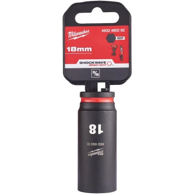 Afbeelding van Milwaukee Accessoires SHOCKWAVE Slagdop 3/8&quot; diep 18mm 1 stuk 4932480292