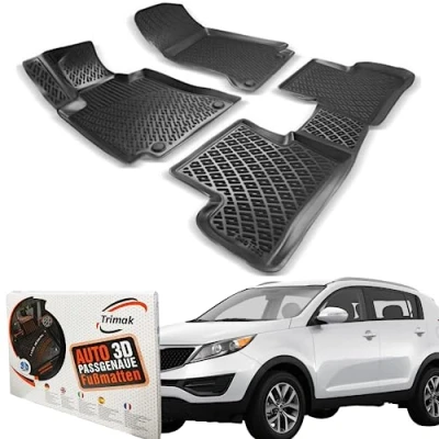 Afbeelding van Trimak Perfecte pasvorm 3D vloermatten auto compatibel met Kia Sportage 3 Gen 2010 2015 accessoires 1e en 2e rij rubberen matten auto&#039;s TPE all weather geurloos antislip voor achter zwart