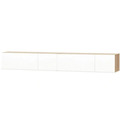 Afbeelding van Tv kasten 120x40x34 cm spaanplaat hoogglans wit en eiken 2 st