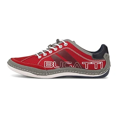 Afbeelding van bugatti heren Casual sneakers met flexibele zool, veterschoenen traagschuim, elastische schoenveters, Rood, 41 EU