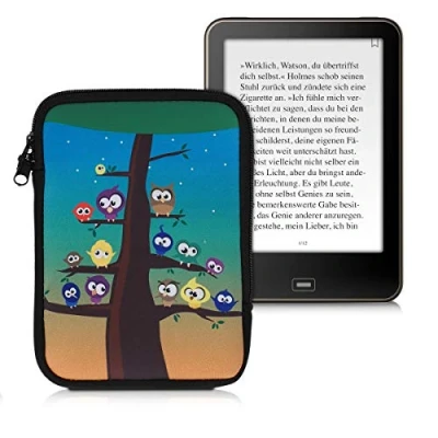 Afbeelding van kwmobile Universele Cover voor eReader Neopreen hoesje Uilboom meerkleurig/blauw/bruin 17 x 12 2 cm