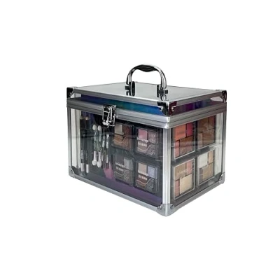 Afbeelding van The Color Workshop Make up koffertje Colour Delights Transparant, Professioneel en Complete Kit met Accessoires Set voor een Perfecte Dag Nacht Look