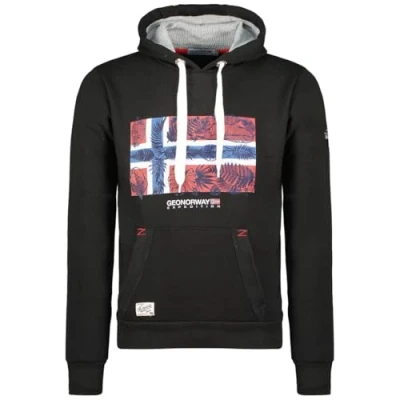 Afbeelding van Geographical Norway Gpalm Heren Sweatshirt met capuchon kangoeroezak Logo Pullover Hood Hoody Warm Lange Mouwen Lente Zomer Herfst Winter (Rood S), Rood, S