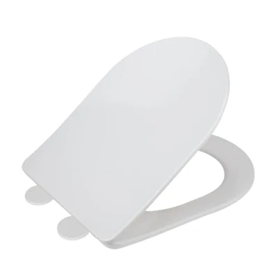 Afbeelding van Wc bril Galati, platte toiletbril in D vorm met softclosemechanisme, van duroplast, Fix Clip bevestiging, mat wit