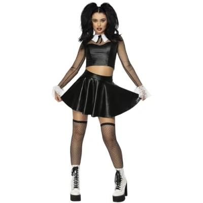 Afbeelding van Smiffy&#039;s Leraar &amp; Professor Scholier Student Kostuum Gothic Bad Schoolgirl Hestia Vrouw Zwart Extra Small Halloween Verkleedkleding