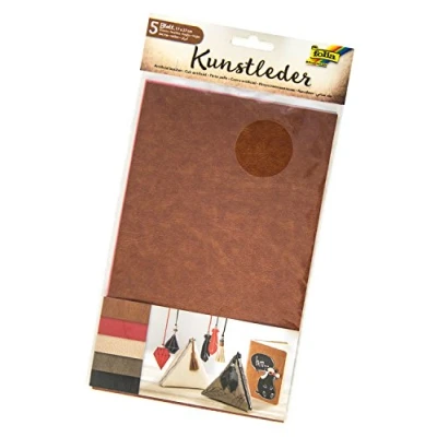 Afbeelding van Folia 56549 kunstleer, leer, 5 vellen, ca. 17 x 27 cm, op kleur gesorteerd ideaal voor knutselen en naaien,Multi kleuren