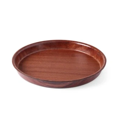 Afbeelding van Hendi Dienblad Rond met Hoge Rand Antislip Woodform Mahonie Horeca Ø42x(H)3cm