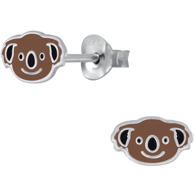 Afbeelding van JoyS Zilveren Koala oorbellen 8 x 5 mm bruin