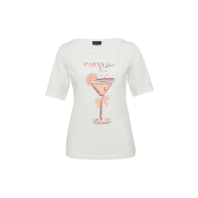 Afbeelding van s.Oliver Black Label MIT Schmucksteinen Tshirt print, Dames, Maat: 36, Ecru