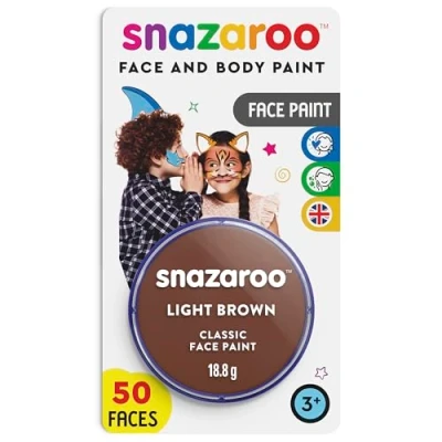 Afbeelding van Snazaroo 1119988 Kinderschmink, huidvriendelijke hypoallergene gezichtsmake up op waterbasis, vrij van parabenen 18ml Blister, Light Brown