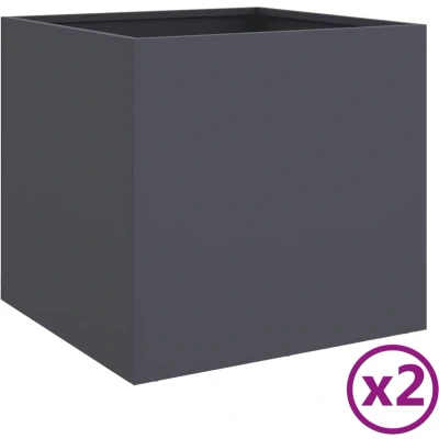 Afbeelding van Plantenbakken 2 st 42x40x39 cm koudgewalst staal antraciet