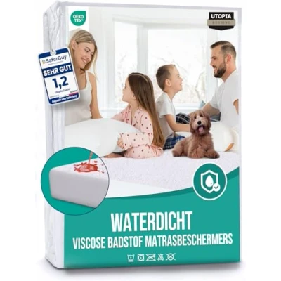 Afbeelding van Utopia Bedding Matrasbeschermer 140 x 200 30 cm Waterdicht, Bamboe Viscose, Oeko Tex Gecertificeerde, Ademend Matrasbeschermhoes, Rondom Elastisch