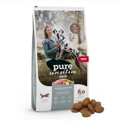 Afbeelding van MERA Pure Sensitive Fresh Meat kalkoen en aardappelen, hondenvoer droog met veel vers vlees, gezond droogvoer graanvrij voor volwassen honden (4 kg)