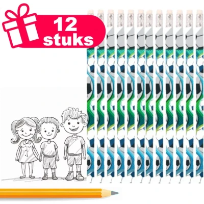 Afbeelding van Voetbal potloden met gum 6 stuks