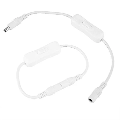 Afbeelding van stuks 32 cm LED stripverlichting inline aan/uit schakelaarkabel DC mannelijk naar vrouwelijk voeding (wit).