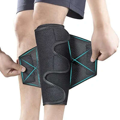 Afbeelding van Kalfsbrace been compressiemouwen voor mannen en vrouwen, scheenspalken kuitspierwikkeling, diamantvormige elastische band druk, fit zwelling, spataderen pijnverlichting, hardlopen, wandelen, fitness L/XL