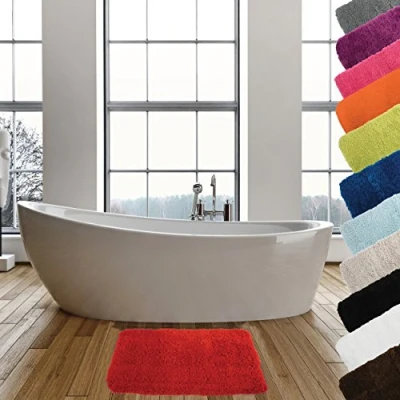 Afbeelding van MSV Badkamerkleedje/badmat tapijt voor de vloer rood 50 x 70 cm langharig Badmatjes