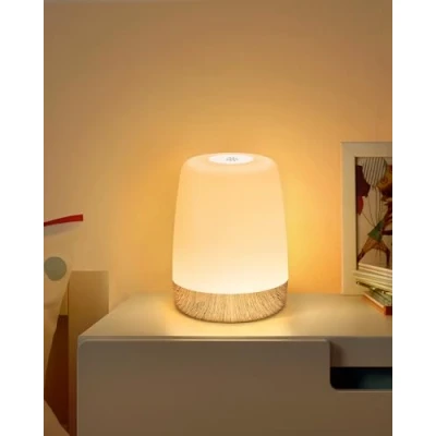 Afbeelding van Kleine tafellamp, draadloos, led bedlampje, touch dimbaar met warm licht en 256 RGB kleurverandering, lamp accu, oplaadbaar, borstlicht, timer, nachtlampje voor kinderen, slaapkamer