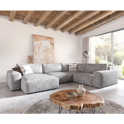 Afbeelding van Woonlandschap Lanzo XL Cord zilvergrijs 360x260 cm Recamiere variabel