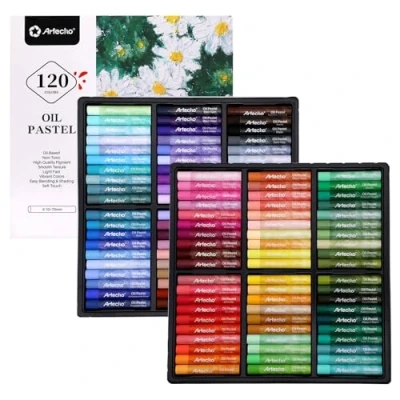 Afbeelding van Artecho oliepastels Set van 120 kleuren, inclusief 6 neonpastelkleuren, zachte voor kunst schilderen, tekenen, blenden, kunstbenodigdheden kunstenaars, beginners, studenten, leraren