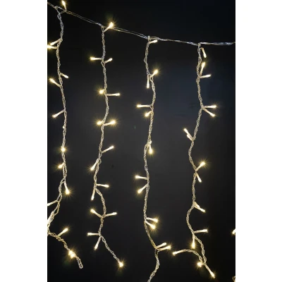 Afbeelding van Koppelbare Lichtgordijn LED warm wit licht 4x0,5 M 200 lampjes dimbaar