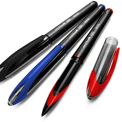 Afbeelding van Uni Ball AIR Micro, 0.5mm Fine Rollerball, Black, Blue, and Red, Pack of 12 (12)