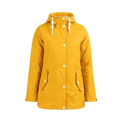 Afbeelding van Dreimaster Maritim Dames Regenjas Met Nepbontvoering SCHMUDDELWEDDA XL / Mosterd 100% Polyester
