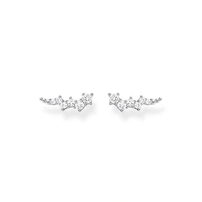 Afbeelding van Thomas Sabo Oorbellen voor dames, oorclimber, witte stenen goud, 925 sterling zilver