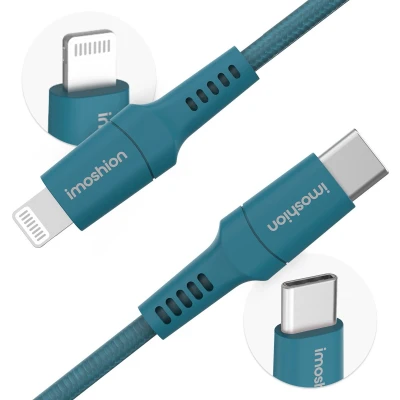 Afbeelding van Non MFI Braided USB C to Lightning cable 2 Meter van iMoshion / Donkerblauw