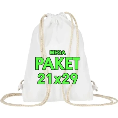 Afbeelding van ELES VIDA sporttas voor kinderen 21 x 29 cm met trekkoord om te schilderen en ontwerpen tassen Oeko TEX® geteste kleine sporttassen festival evenemententas feest jute tas (Wit 25 stuks)