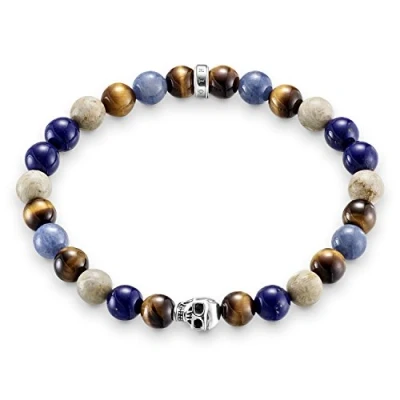 Afbeelding van Thomas Sabo Rebel at Heart A1532 926 7 Damesarmband, 925 Sterling zilver, 15,50 cm, lazuursteen Jasper tijgerogen,