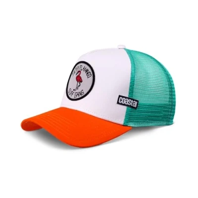 Afbeelding van Coastal Filthy Flamingo Trucker Cap Mesh Hat Caps, oranje/wit/turquoise, One size