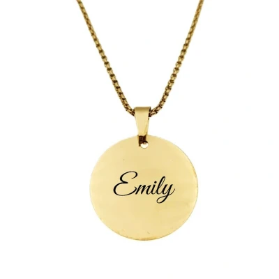 Afbeelding van Ketting RVS Met Naam Gravering Emily Goud Rond