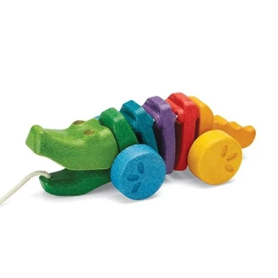 Afbeelding van Plan toys trekfiguur dansende krokodil regenboog