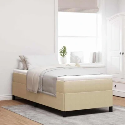 Afbeelding van vidaXL Bedframe Lichtgroen grijs Hout en Stof Standaard Duurzaam