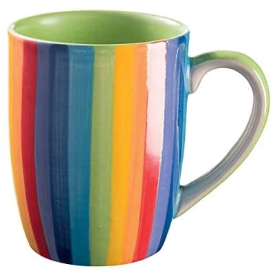 Afbeelding van Purity Style Handgeschilderde regenboog verticale streep mok