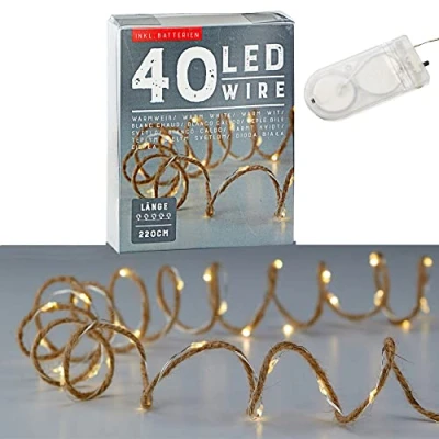 Afbeelding van Bellatio Decorations Kerstverlichting warmt wit op batterij 220 cm