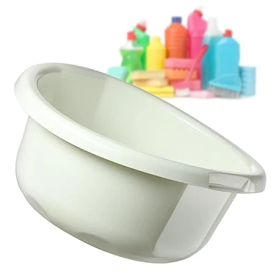 Afbeelding van KADAX Kunststof kom, spoelbak in verschillende maten en kleuren, robuuste wasbak, universele voor badkamer, wasruimte (1,9 l, crème)