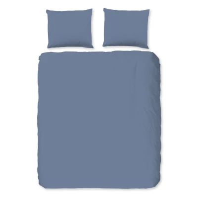 Afbeelding van Flanellen Dekbedovertrek 155x220 cm Uni Blauw 1 Persoons 100% Katoen Oeko Tex Gecertificeerd