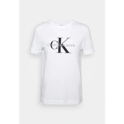 Afbeelding van Calvin Klein Jeans CORE Monogram Regular Tshirt print, Dames, Maat: XXS, Bright white