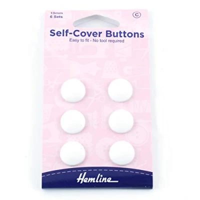Afbeelding van Hemline H475.15 Wit Nylon Zelf Cover Knop Snap Op Achterplaat 15mm 6 sets