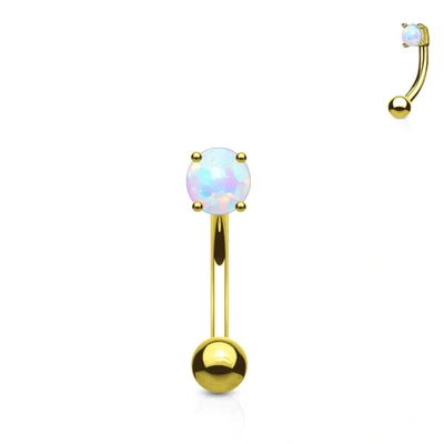 Afbeelding van Piercing gold plated rond opal 14 kt.