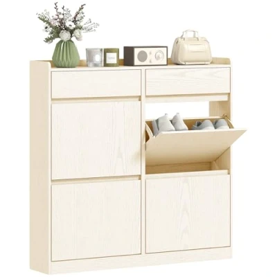 Afbeelding van HOMCOM Klapbare schoenenkast Spaanplaat 98x19,2x95,3cm Wit