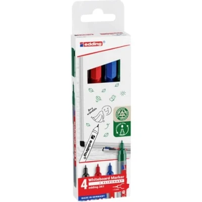 Afbeelding van Edding Whiteboardmarker E 361 Etui 4 Stuks In Geassorteerde Kleuren