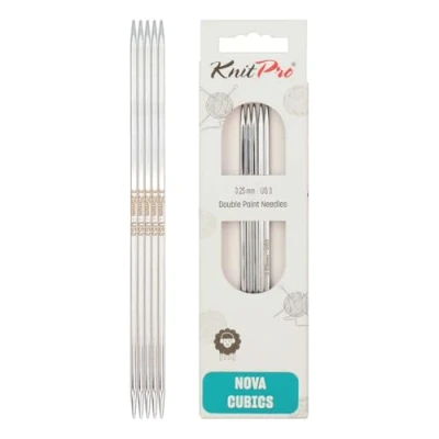Afbeelding van KnitPro 15 cm x 3,25 mm Nova Cubics dubbelpuntige naalden, glanzend messing