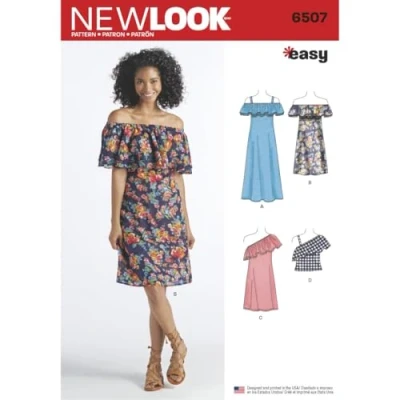 Afbeelding van Simplicity New Look patroon 6507 Damesjurk en top papier, wit, 22 x 15 1 cm