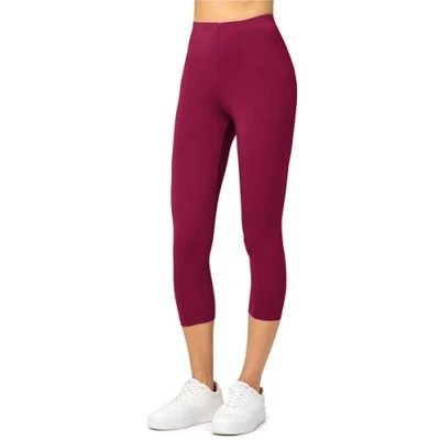 Afbeelding van Merry Style MS MS10 144 LE Dames Capri Leggings Sport Vrijetijdsbroek 3/4 Lengte Viscose Sporbroek Yogabroek Wijnrood L
